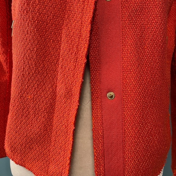 Club Monaco Tweed Snap Front Blazer Jacket Orange Size 6 - Picture 8 of 11